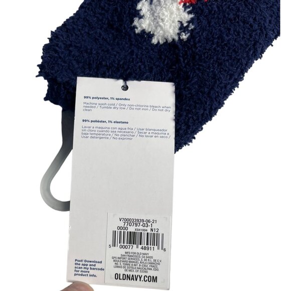 Old Navy Kids Crazy Socks Santa Blue Fleece Warm Size OS New - Picture 5 of 5